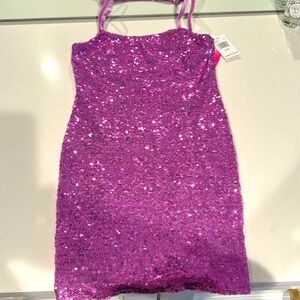 Purple sequins girls dress